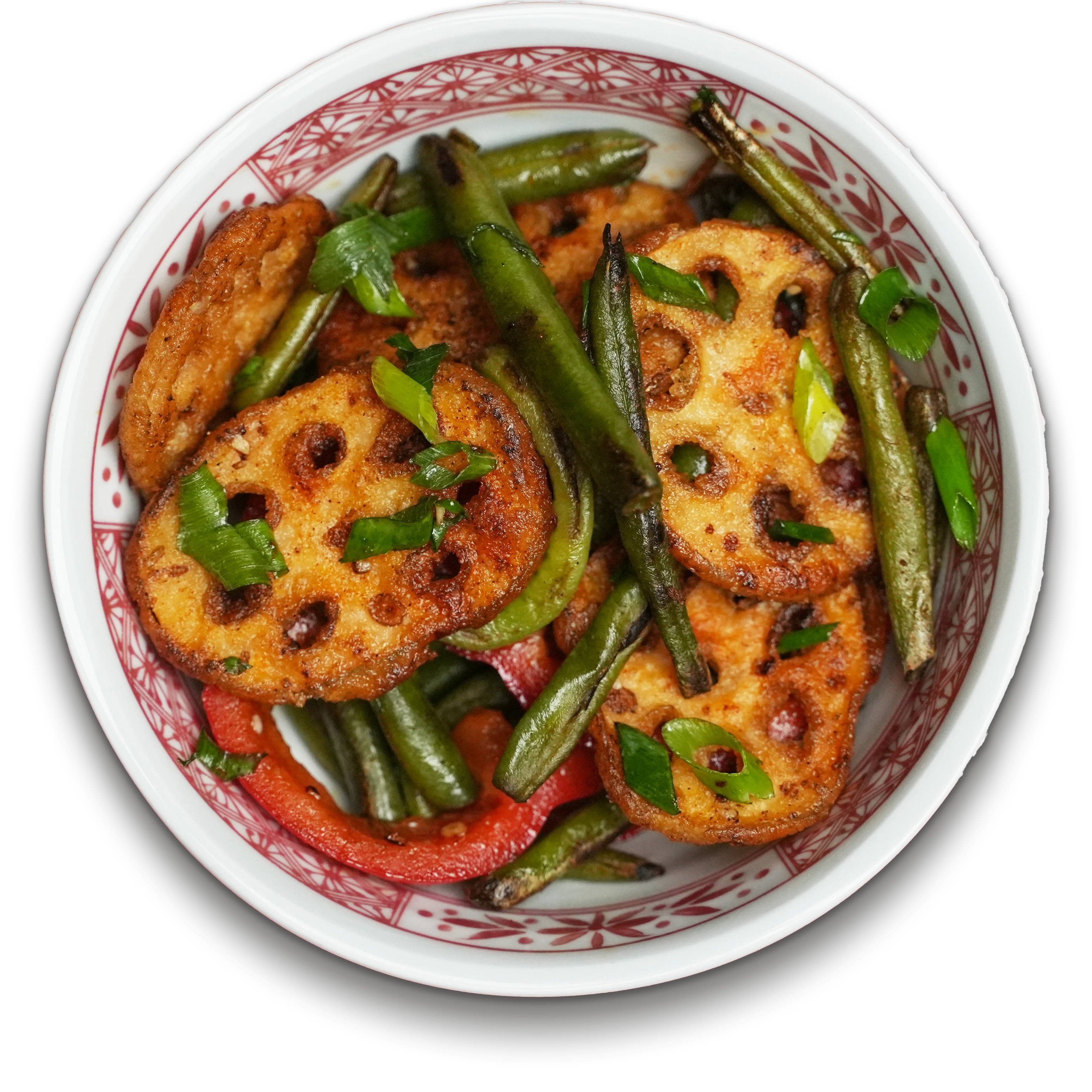 Жареный корень лотоса с овощами